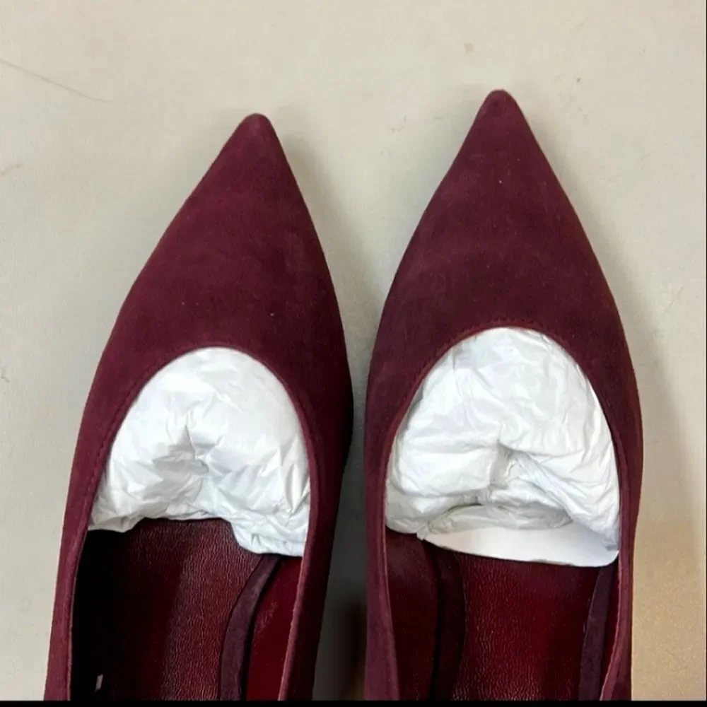 KATE SPADE Dale Kitten Heels In Deep Russe Goat Leather Pumps NIB
